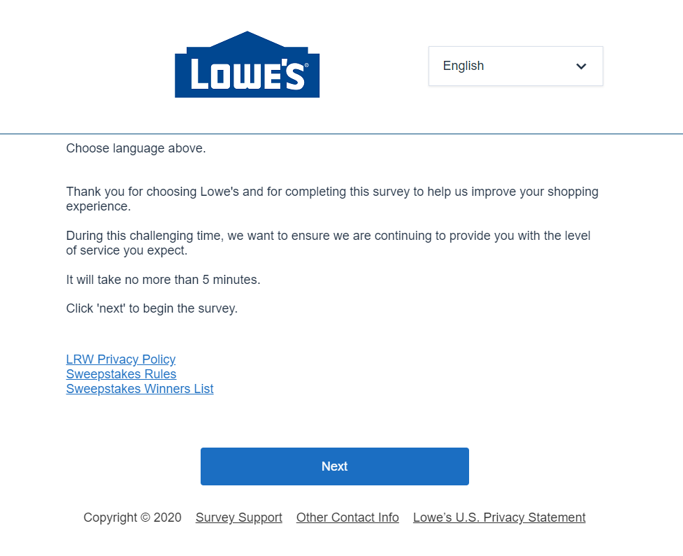 www.Lowes.com/Survey - Win Gift Card Voucher of $ 5000