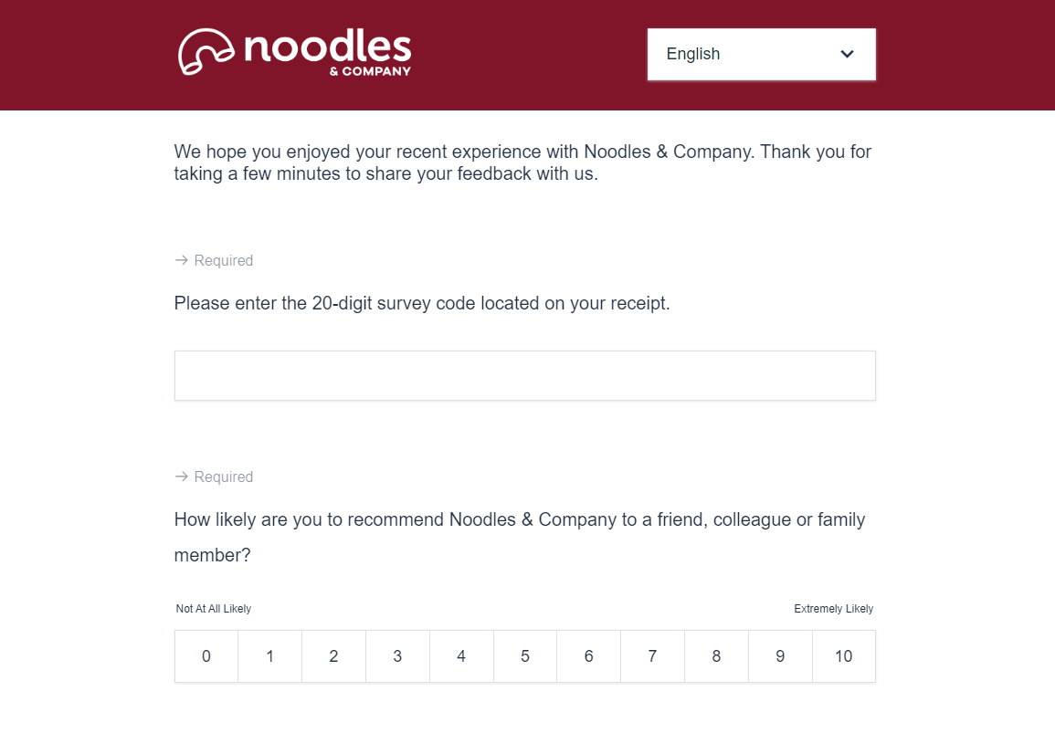 Feedback.Noodles.com - Noodles Survey - Free Coupon